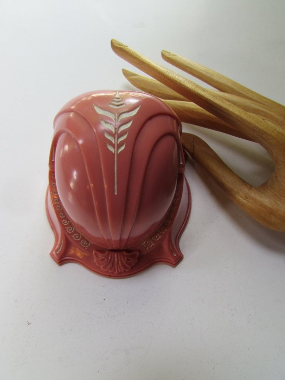 Vintage Deco Style Plastic Ring Box Dusty Rose